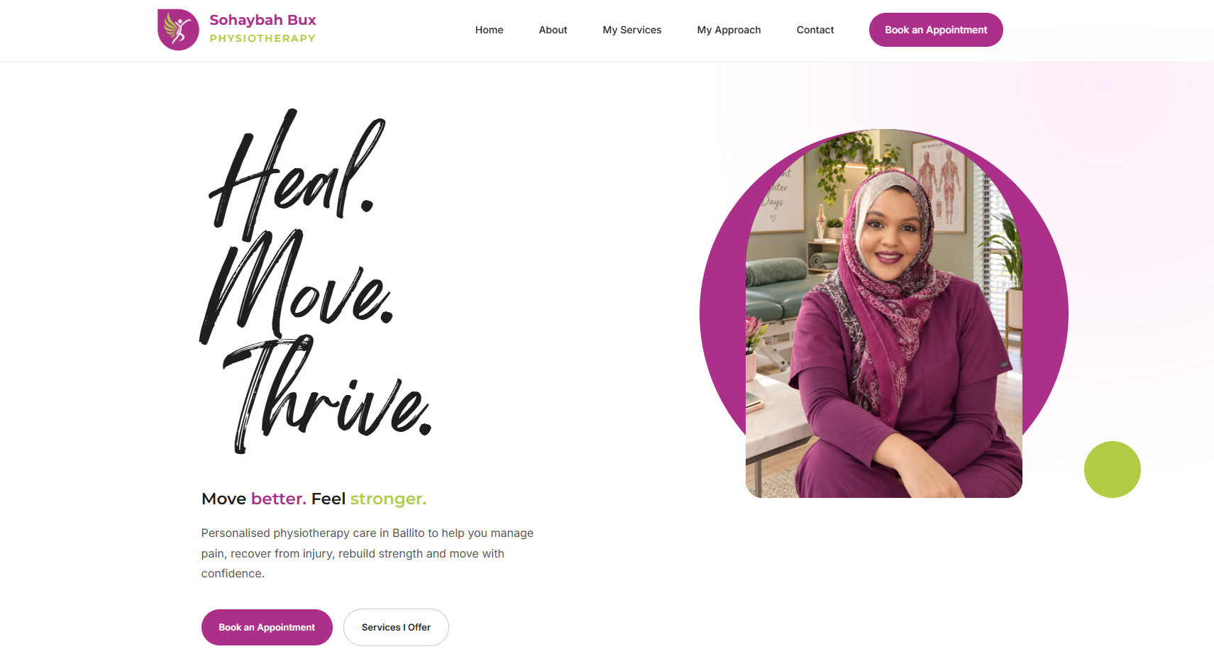 Sohaybah Bux Physiotherapy Website